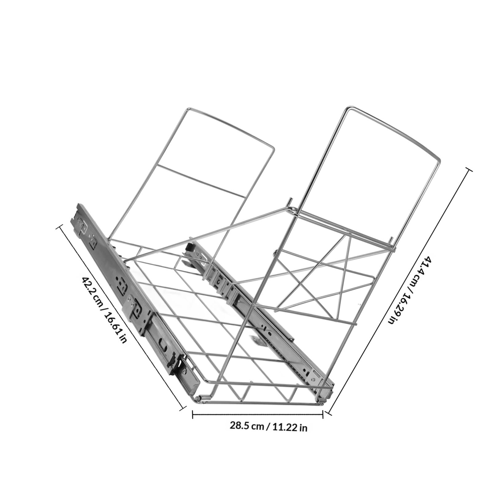 Ausziehbarer Mülleimer 7-11 Gallonen Kapazität aus Edelstahl Auszug mit Korb Verstellbar Modernes Design Praktischer Schrankeinsatz für Küche für Küchenschrank unter Spüle
