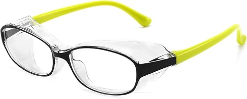 Gafas de seguridad para niños, con bloqueo de luz azul, antivaho, con protector lateral transparente extraíble para niños y niñas