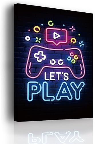 Arte de pared para videojuegos, letrero de luz de neón, decoración de pared para adolescentes y niños, decoración de sala de juegos, pintura