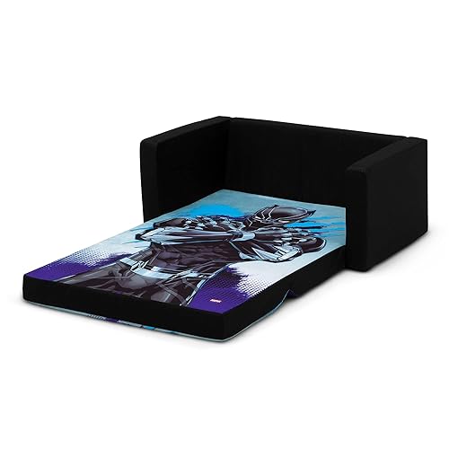 Miniatura 10 de Delta Children Marvel Black Panther Cozee - Sofá abatible con espuma viscoelástica, sofá convertible 2 en 1 a tumbona, color negro
