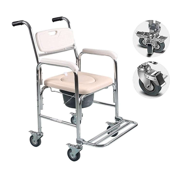Buy Wheeled Shower Commode Chair, 3in1 Mobile Wheelchair Shower