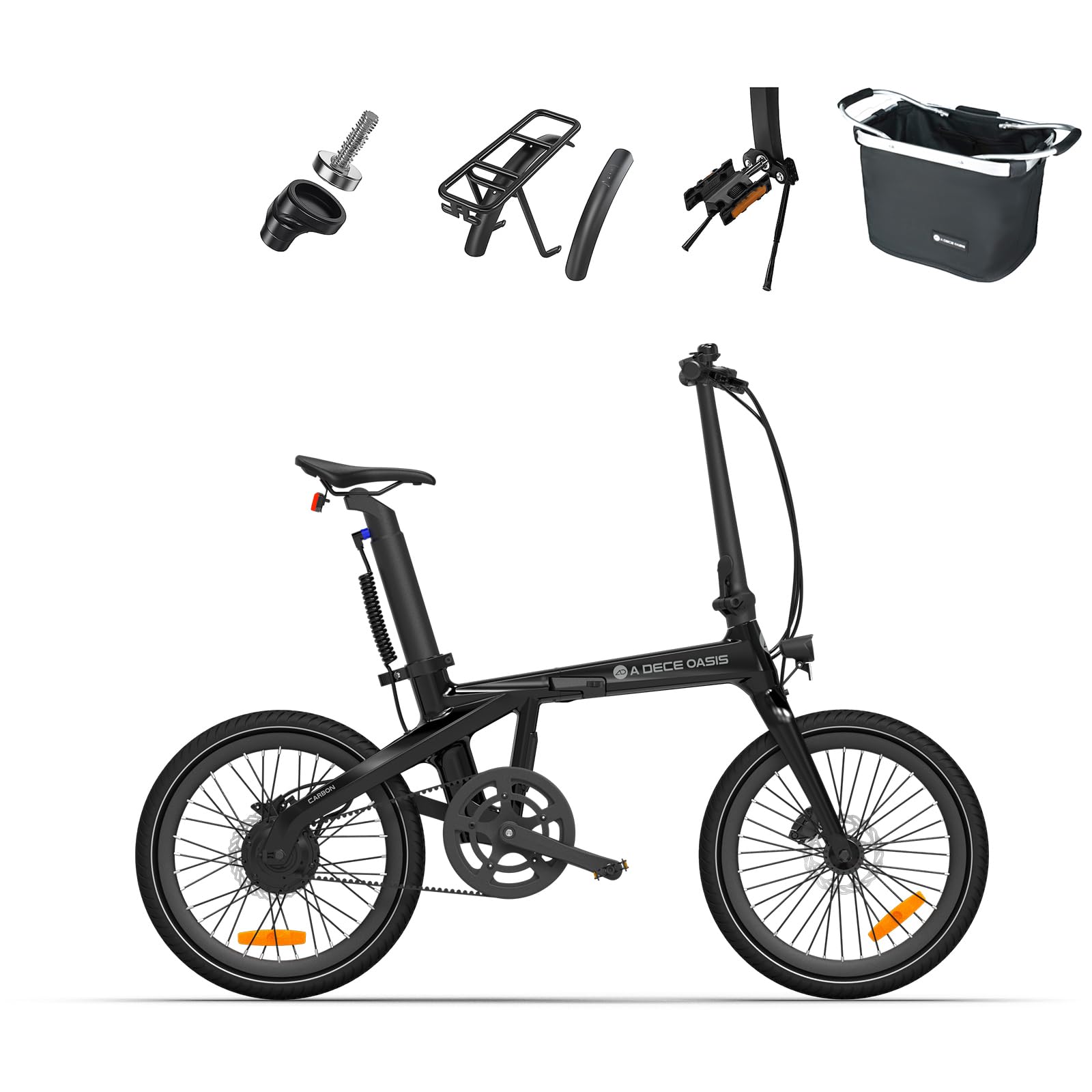 A Dece Oasis ADO E-Bike Air Carbon Elektrofahrrad, ebike Damen/ebike Herren,Bike,klapprad Riemenantrieb 14,5Kg IPS LCD Display, GPS,ADO APP,250W