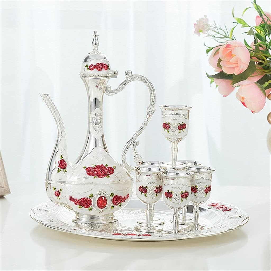 Metal Wine Set Liquor Tray Gift Russian High-End European-Style Antique Zinc Jug Glass