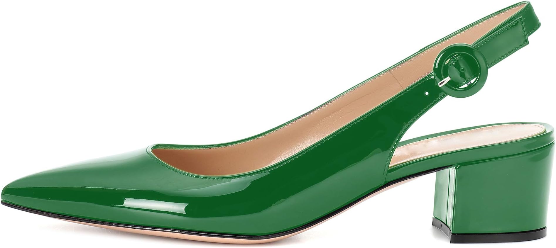YODEKS Womens Block Heel Slingback Pumps|2 Inch Low Heel Sandals |Point Toe Patent Leather Dressy Shoes for Ladies