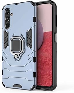 جراب حماية لموبايل سامسونج جالاكسي A34 5G مع حلقة دوارة 360 درجة من هاوي ممتص صدمات السيليكون والبولي يوريثين الحراري الصلب الهجين+جراب مضاد للصدمات البولي كربونات أزرق