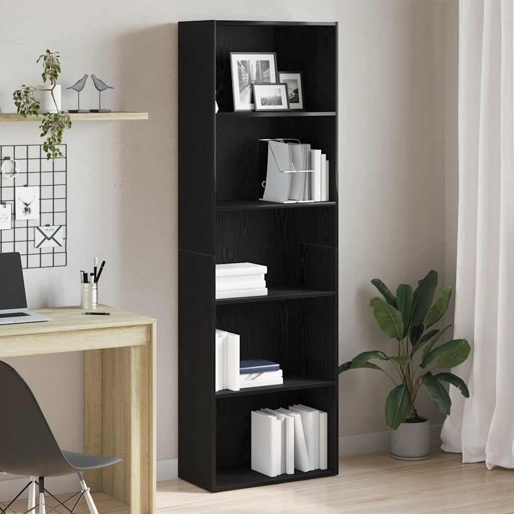Estantería de madera Homgoday en roble negro de 60x30x189 cm para biblioteca y salón