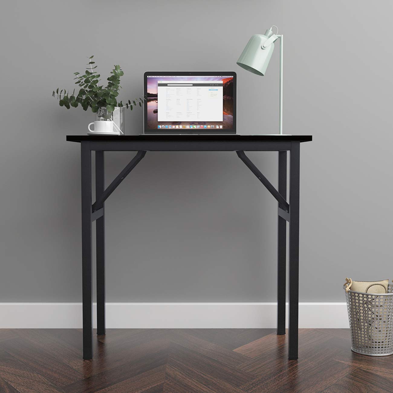 DlandHome klapptisch klein PC Tisch Schreibtisch Klapptisch 80x40 cm Laptop Tisch Computertisch klein klappbar Montagefrei Esstisch für Zuhause, Büro, küche, Picknick, Garten Schwarze