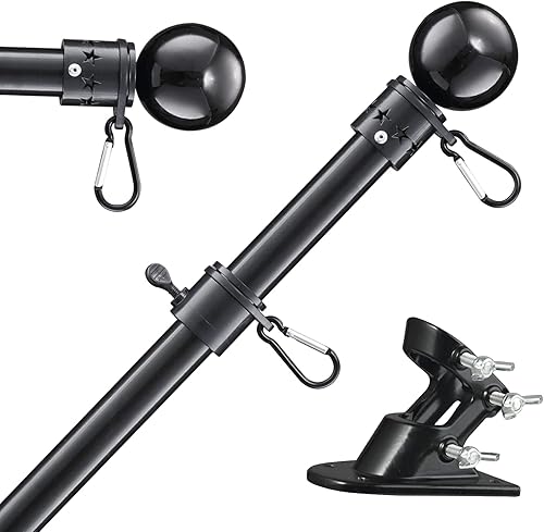 Miniatura 1 de Poste de bandera para casa, postes de bandera de 6 pies sin enredos para exteriores, kit de poste de bandera de metal con soporte para porche al