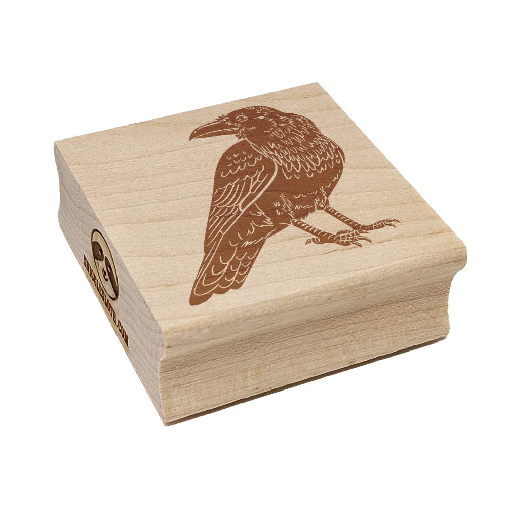 Elegant Black Raven Square Rubber Stamp for Stamping Crafting - 2.75in Large
