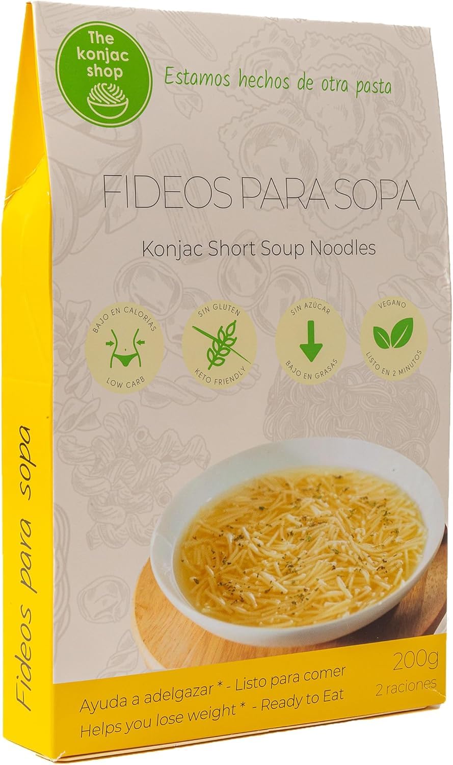 Fideos Konjac Para Sopa 200g Shirataki Sin Gluten Bajo en Calorías y Carbohidratos 100% Vegetal