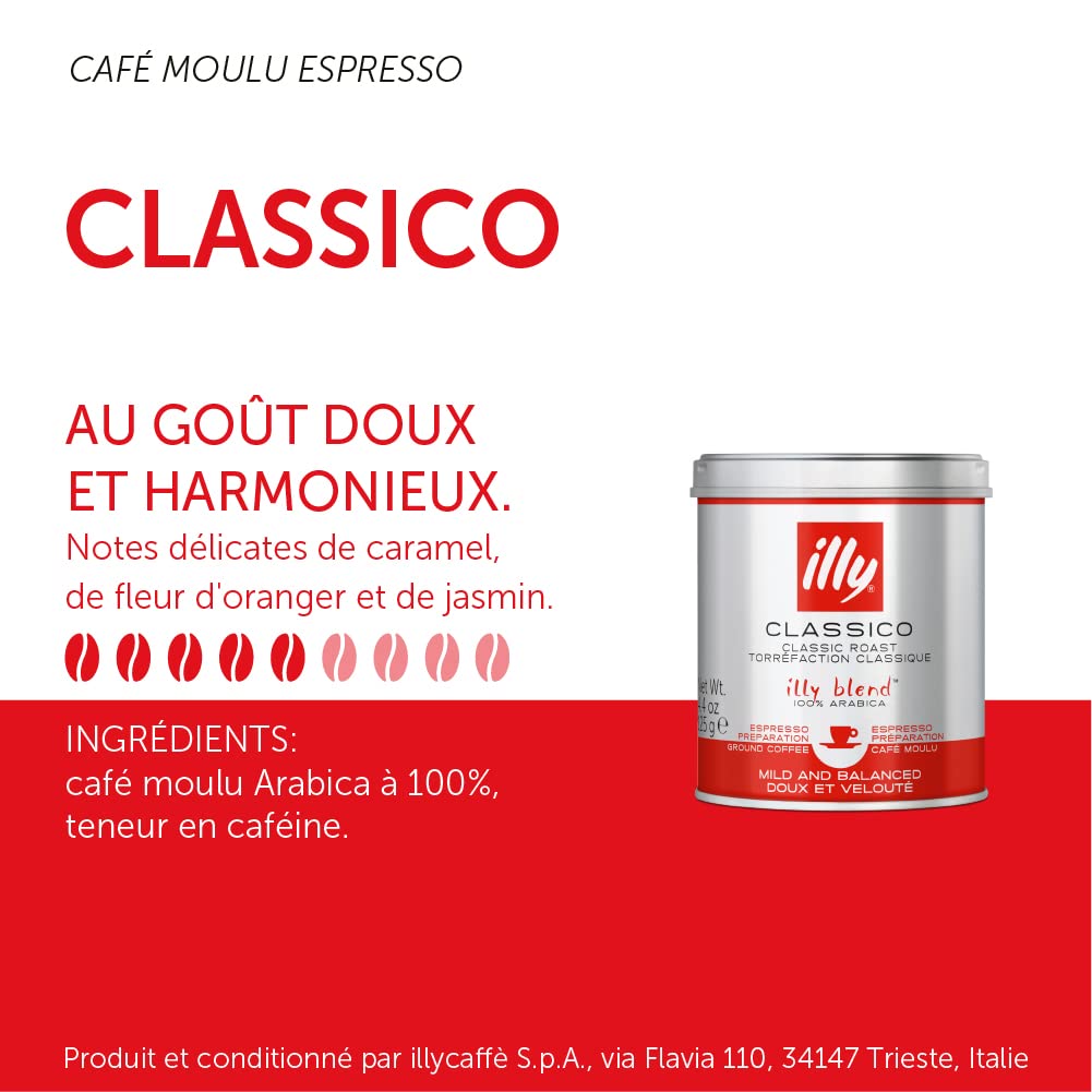 Illy, Coffret Cadeau Sapin de Noël - Trois boîtes de Café Moulu - Torréfié Classico, Torréfié Intenso, Arabica Sélection Brésil - 3 paquets de 125 gr, Total: 375 grammes