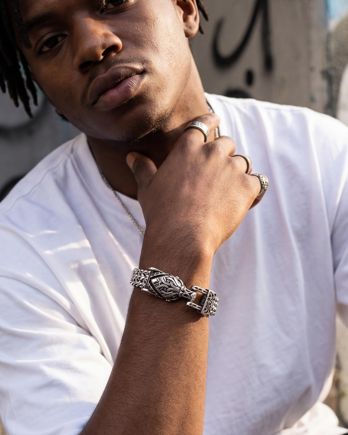 Stainless Steel Heavy Cuban Link Chain Bracelet Gothic Punk Rock Biker Viking Vintage Franco Link Curb Bracelet Jewelry for Men Silver - Image 3