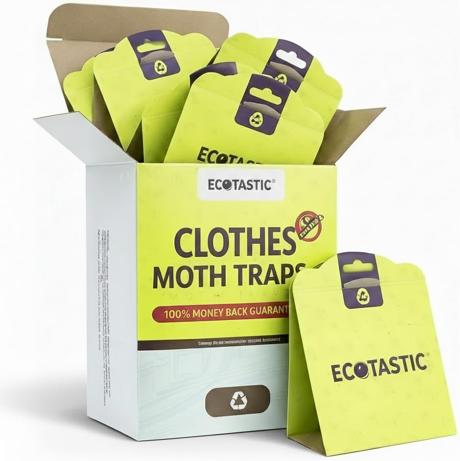 Clothes Moth Traps – 11 Pack | Extra Strength Pheromone Sticky Traps for Clothes, Closets, Wardrobes & Carpet | Case-Making & Webbing Moths | Non-Toxic, Foldable, Family-Safe