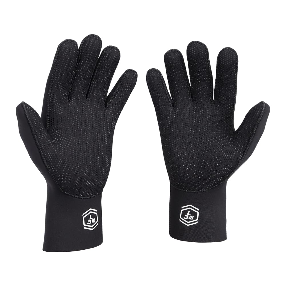 Guantes de buceo de neopreno de 3 mm para protección contra el frío, resistentes a la abrasión, palma antideslizante, elásticos para buceo, buceo, surf, color negro