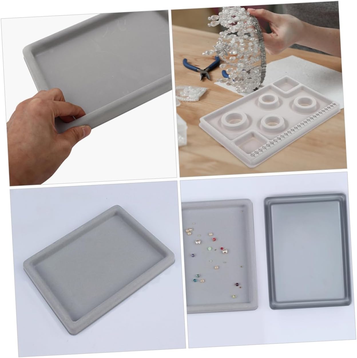 Angoily 2Pcs Bead Design Tray for Jewelry Making Craft Beading Board Measurement Guide for Bracelets and Necklaces for DIY Projects and Bead Organization