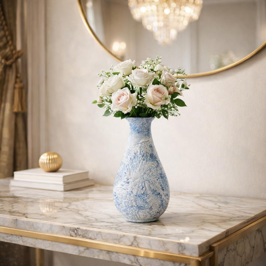 Decorative Small Ceramic Flower Vase - Blue | Home Decor Accent with Unique Glazed Finish, Perfect for Living Room, Office or Gift-image-40