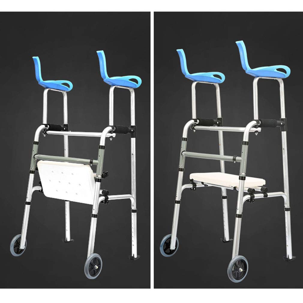 Deambulatore,Sedia da doccia con sedile imbottito,Carrello pieghevole per anziani con bracciolo staccabile - Rollator regolabile in altezza con 2 ruote |Deambulatore Ausilio per la mobilità per