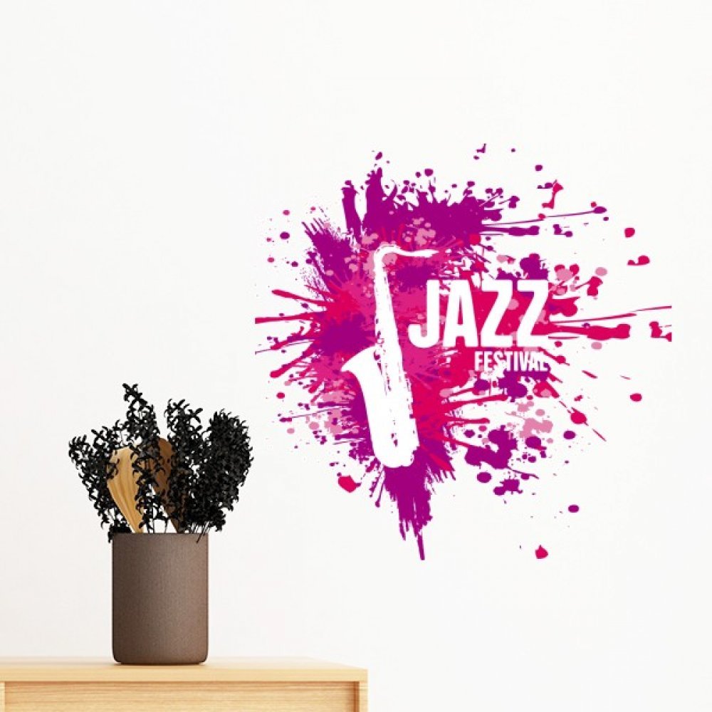 Sticker mural jazz sax amovible DIYthinker - Décoration grand format 60cm