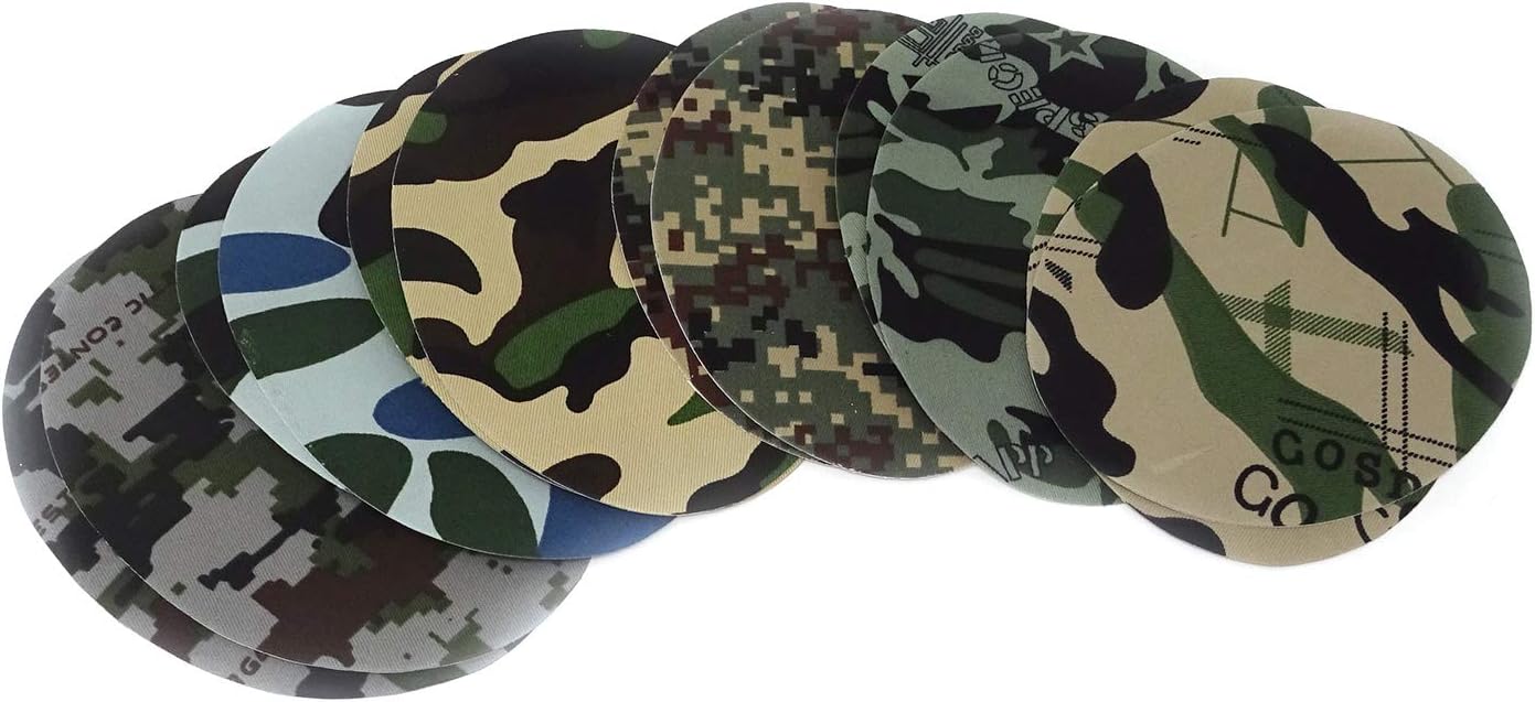 Honbay 12pcs 6 Camouflage Pattern Ellipse Iron on Cotton Patches Repair Kit