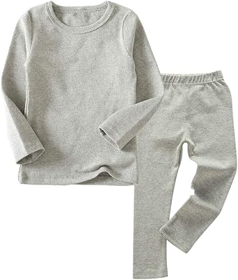 Little Boys Girls Long Johns Thermal Underwear Set 2PC Crewneck Tops and Bottom Toddler Kids Pajamas Warm Jammies,1-7yrs