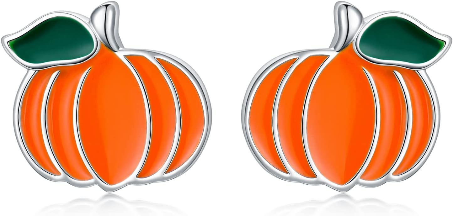 Little Pumpkin Earrings for Women 925 Sterling Silver Thanksgiving Gift for Her Pumpkin Stud Earring Hypoallergenic