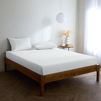 Mellanni Double Fitted Sheet - All Around Elastic - 30 Cm Deep - Ultra Soft Brushed Microfiber, Shrinkage & Fade Resistant - 135x190 cm, White