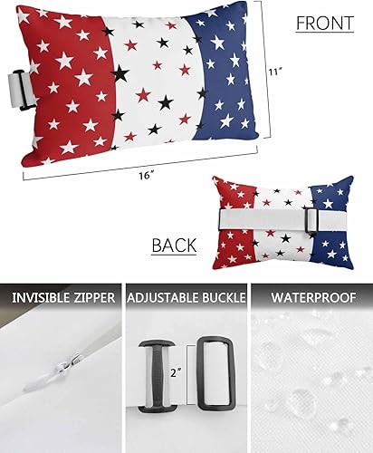Miniatura 2 de Independence Day - Almohadas para descansar en la cabeza para exteriores, paquete de 2 unidades, diseño de bandera estadounidense, impermeable, para
