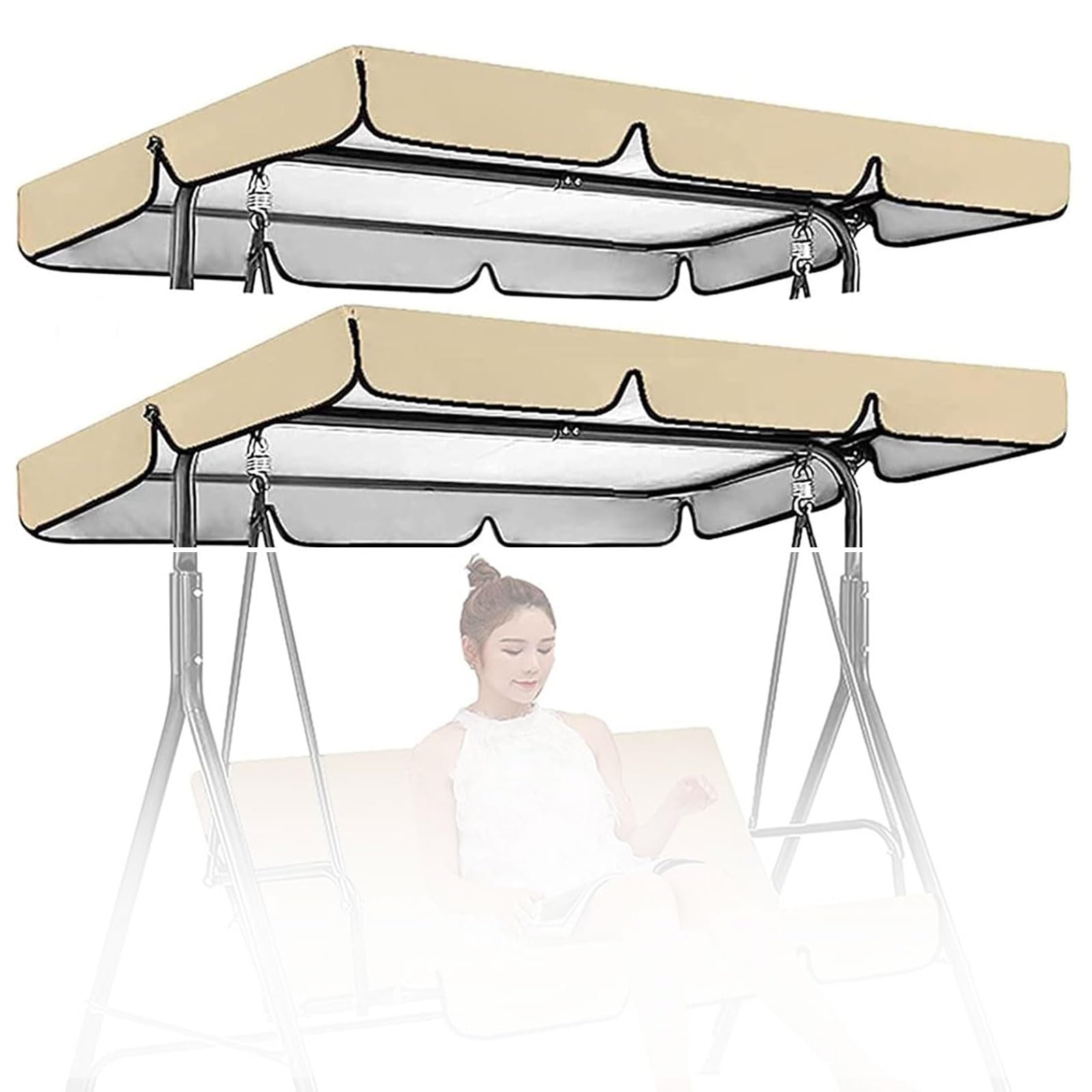 Cubierta de columpio 3 plazas beige en tela Oxford 210D premium impermeable exterior