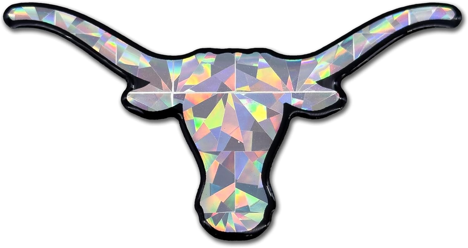 Elektroplate Officially Licensed Texas Longhorn UT Silver Reflective Decal | Premium 3D Doming All Weather Sticker for Car, Water Bottle, Laptop, Tablet, Window, Cooler, Phone | Made in The USA