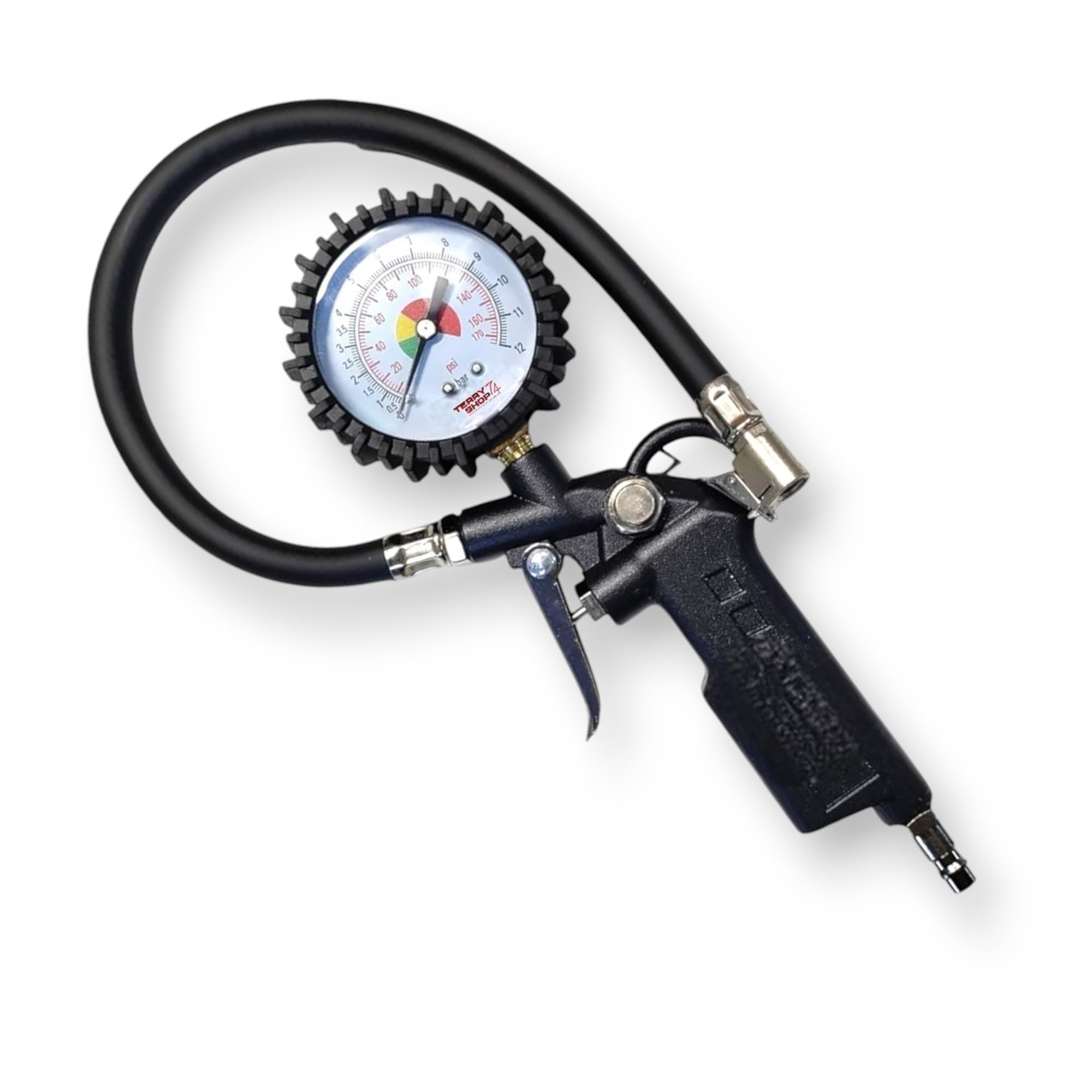 Pistola Gonfiaggio Pneumatici Professionale Con Manometro 170psi - Per Auto, Moto, Camion E Bici - Attacco 1/4 - Foto 4