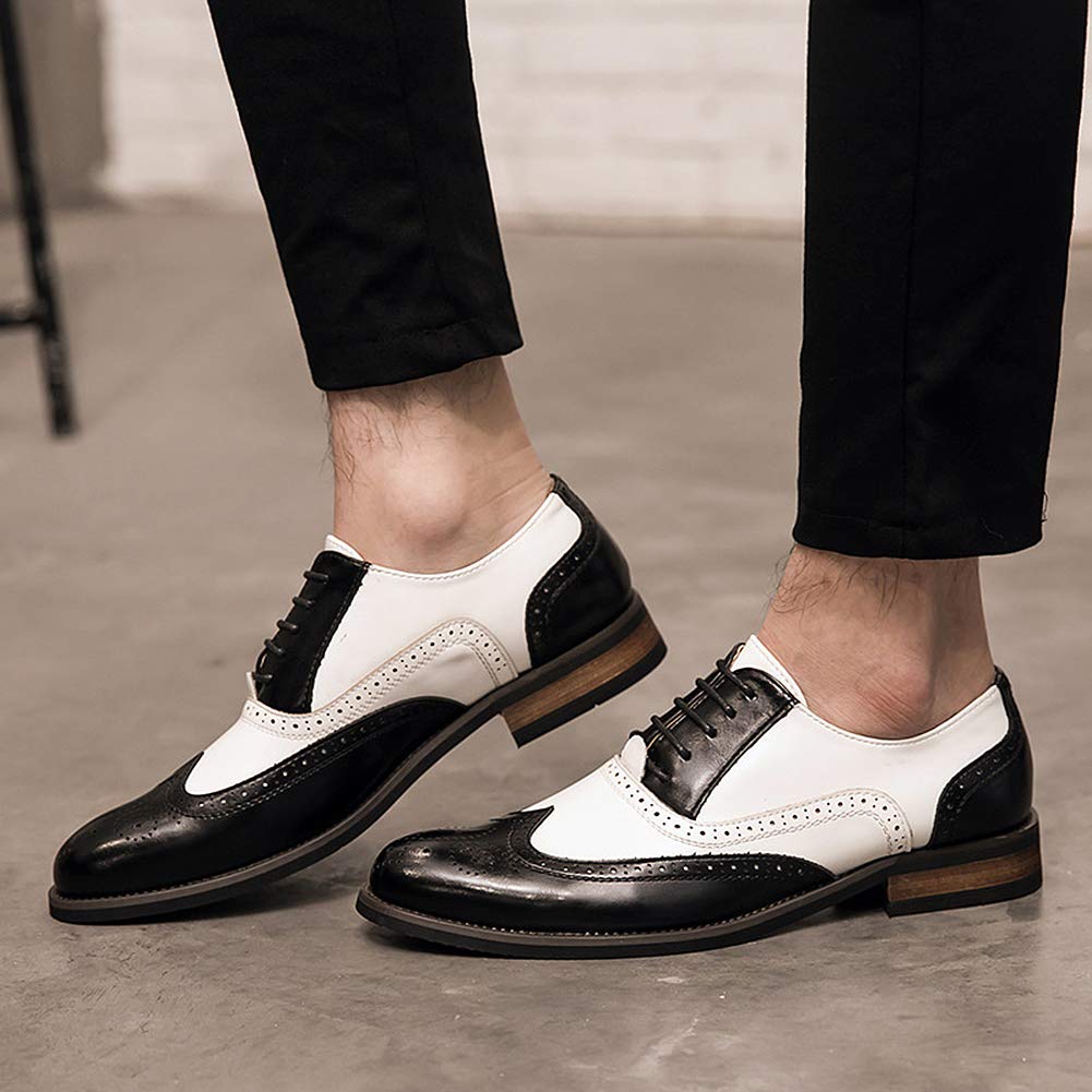 Scarpe Stringate Brouge Uomo Bicolori Ufficio Affari Casual Abito Formale Festa di Nozze Scarpe Oxfords