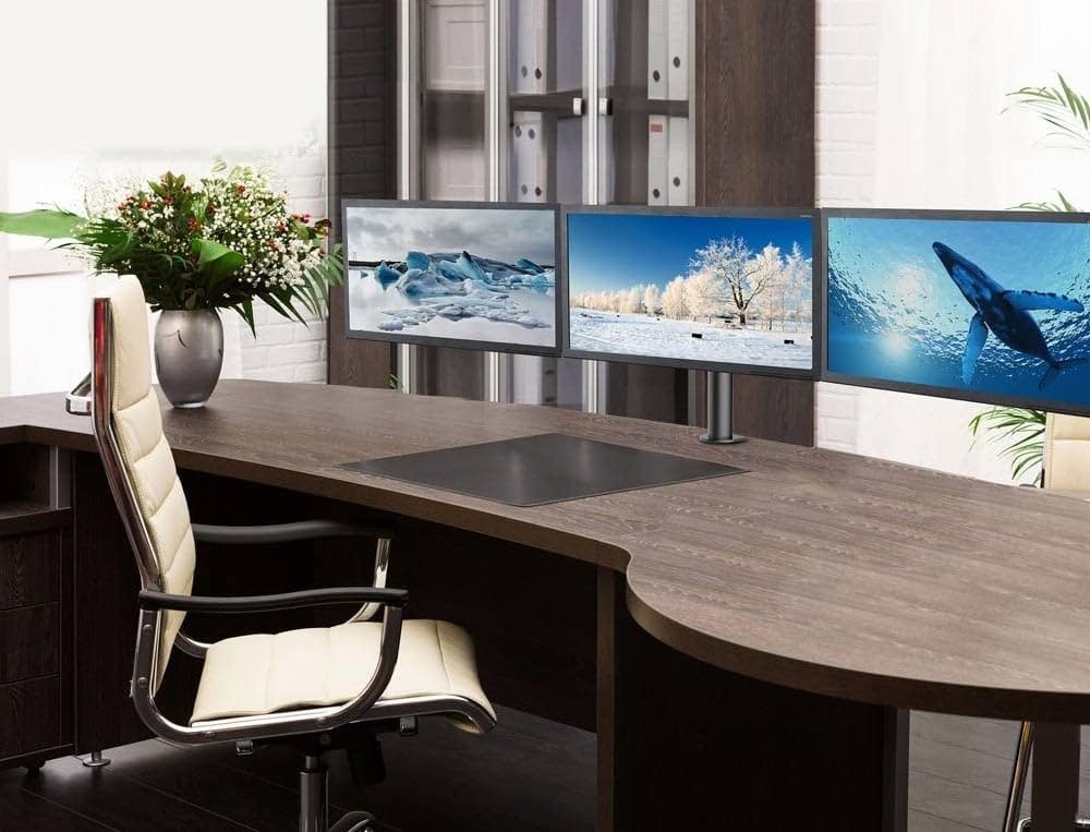 Techly 301757 Supporto da scrivania per 3 Monitor 13-24" con Morsetto Nero