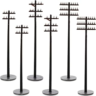 GANAZONO Scale Locomotive 6pcs Miniature Telephone Pole Model Train Scenery Accessories 1:100 Telephone Poles for Railroad Railways Architecture DIY Scenery Landscape Sets