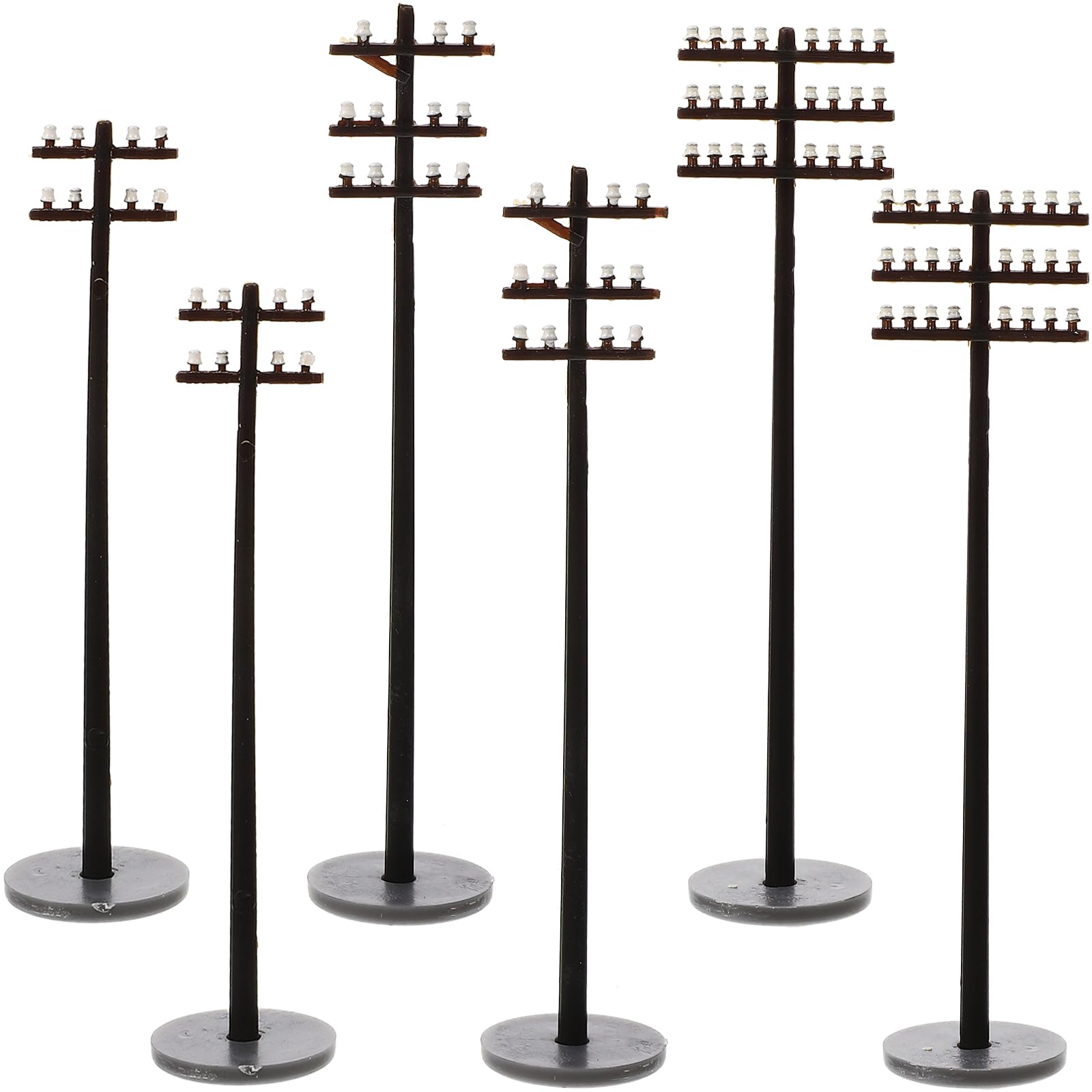 Poteaux téléphoniques miniatures par 6 pour modélisme ferroviaire HO 1:100