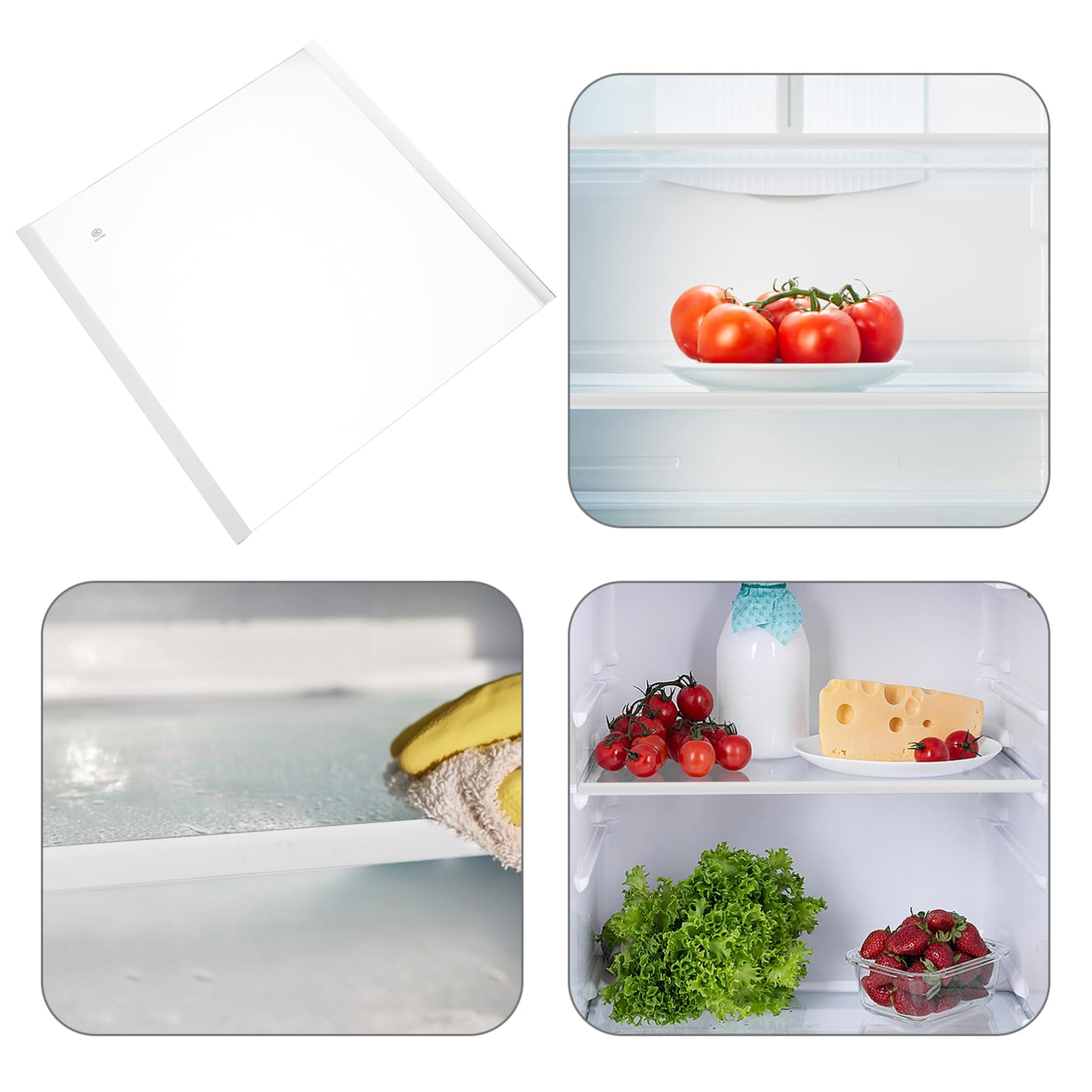 Angoily Ripiano Frigo in Vetro e Lega, Divisorio Separatore per Frigorifero, Resistente e Antiruggine, Facile Installazione per Casa e Ufficio