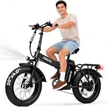 ESKUTE D300 Electric Bike for Adults, 48V 20.8Ah Removable Battery, 20x4 Fat Tire Foldable Ebike with 1200W Peak Motor, Folding E Bike with 7Speed, 20+ MPH, up to 80 Miles, NFC Unlock