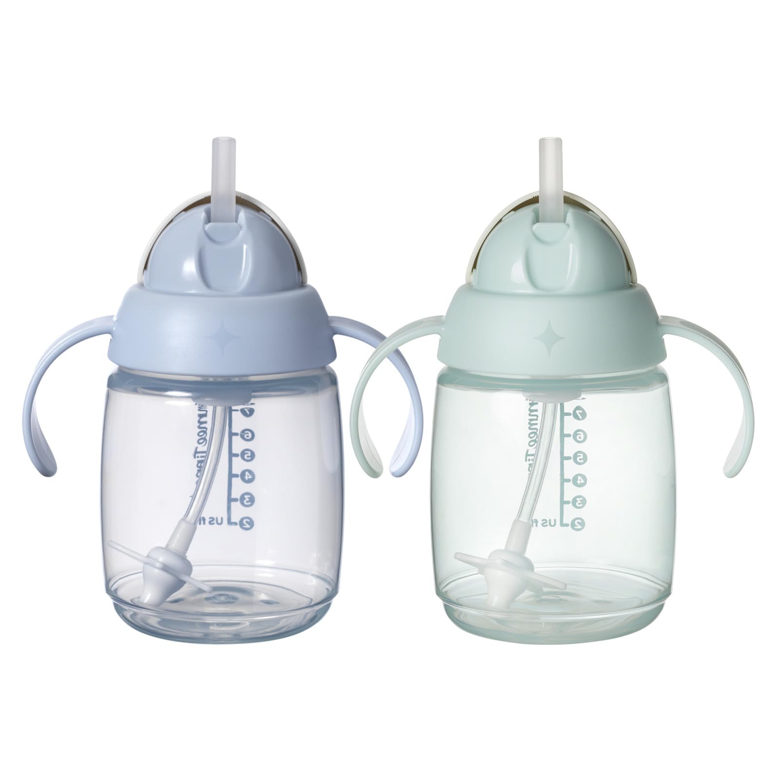 Tommee Tippee Starter Weighted Straw Baby & Toddler 10oz Sippy Cup for 6 Months+, with Silicone Weighted Straw and Easy-Hold Handles, BPA Free, Blue &