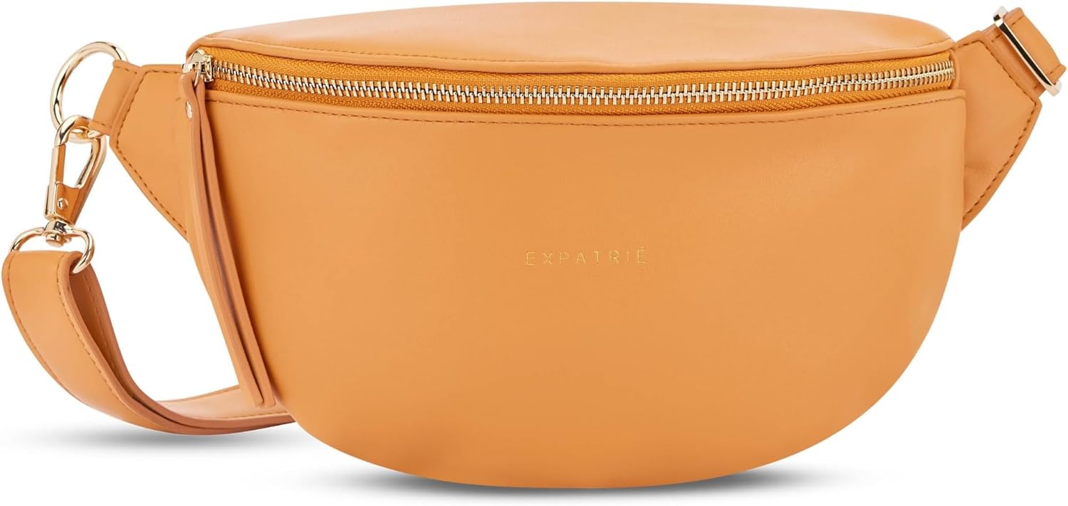 Expatrié Marsupio Donna Arancione - Alice Small - Borsa per Festival, Viaggi e Uso Quotidiano In Pelle Vegana - Piccolo Borsello Elegante alla Moda - Impermeabile