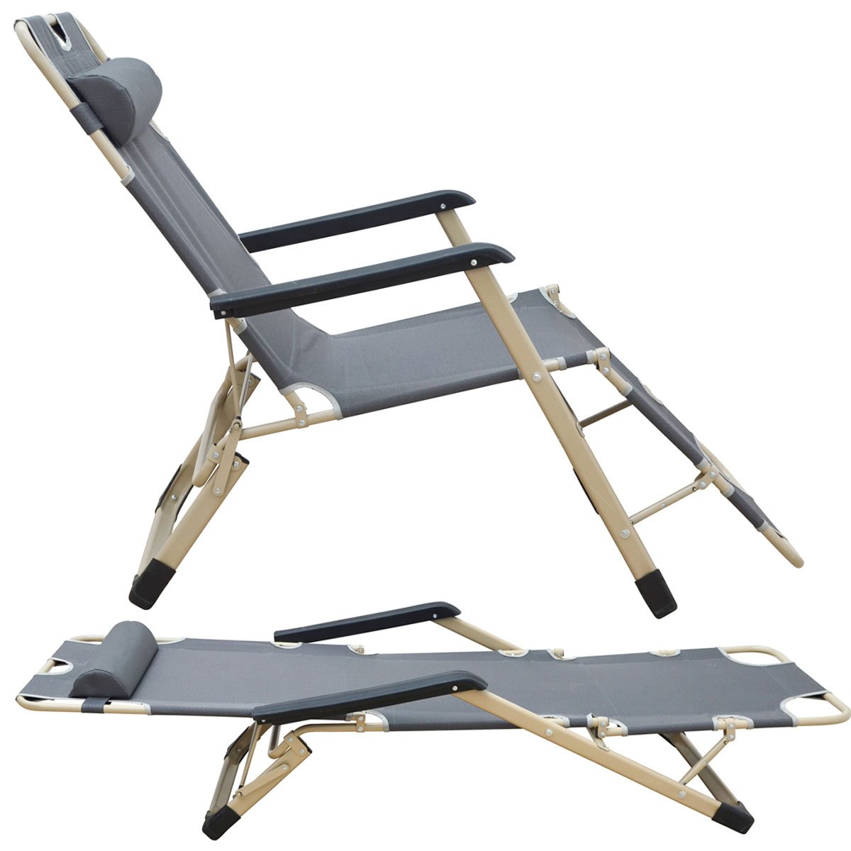 AMANKA Campingstoel 178 x 60 cm - Buitendagbed Ligstoel voor Tuin en Strand - Comfortabel Lichtgewicht Klapbed voor Outdoor - Duurzame Relaxstoel met Stevig Frame voor Ontspanning Bij Buitenomgeving