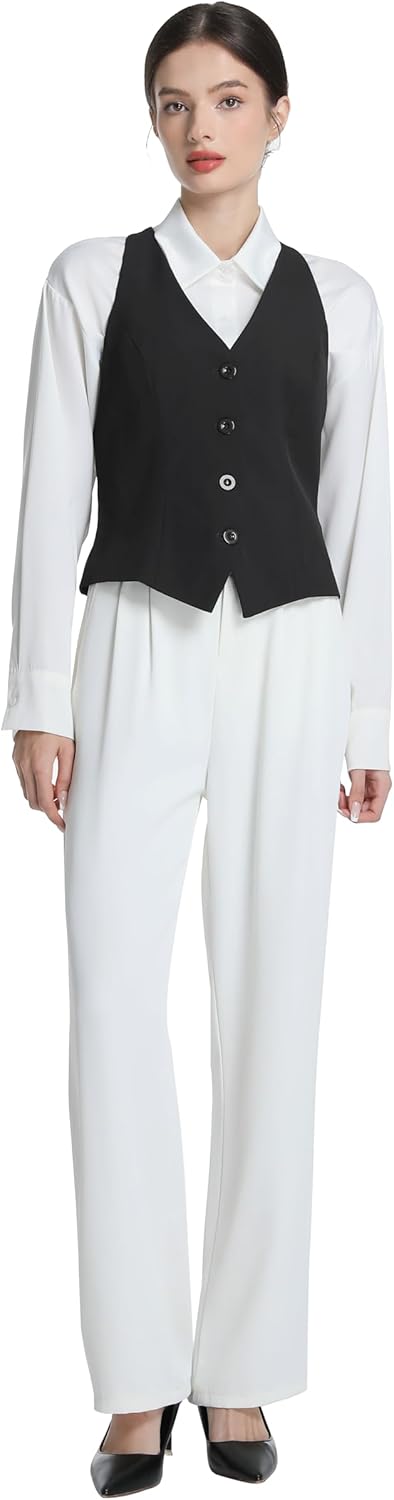 Vest for Women Fashion Crop Vest Tops Womens Waistcoats Racerback V Neck Button Up Slim Fitted Suit Vests - Image 6