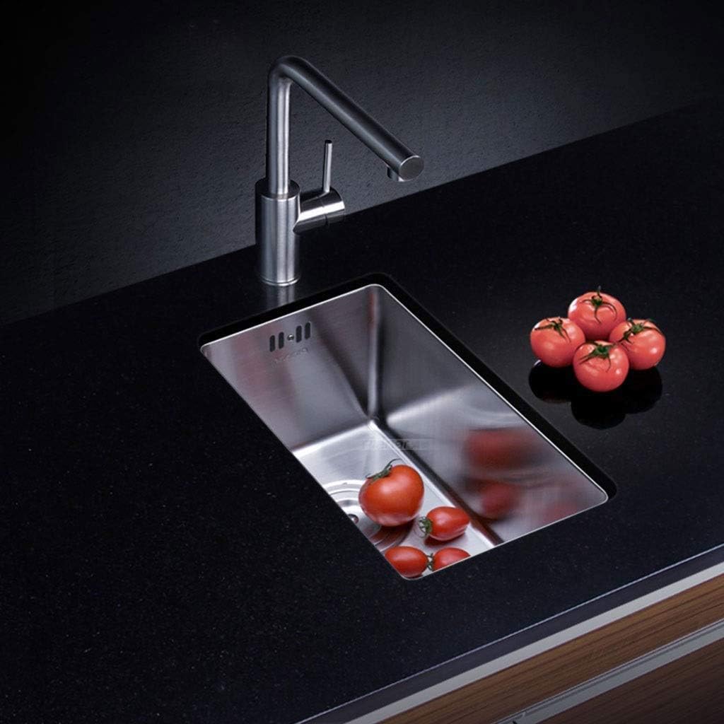 Sink - Stainless Steel Under Mount Kitchen Sink, Single Bowl Bar Sink with Basket Drain Strainer