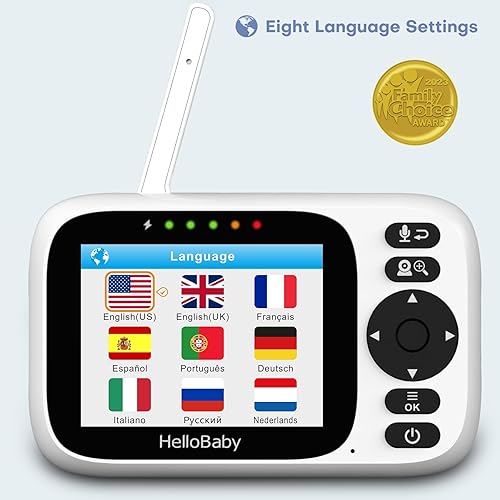 Miniatura 8 de HelloBaby Monitor de bebé de 3.2 pulgadas, 2 cámaras, monitor de video audio para bebés sin WiFi, zoom panorámico remoto, visión nocturna