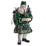 Kurt Adler 10.5-Inch Fabriché Musical Irish Bagpiper Santa