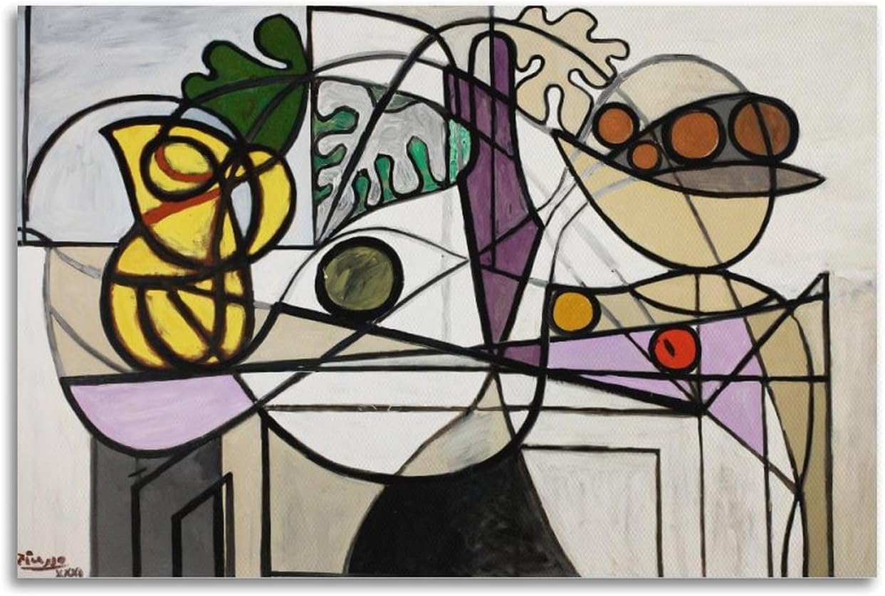 Waeta Rnvzx Pablo Picasso Poster Pitcher And Fruit Bowl Canvas Painting Vintage Abstract Wall Art Pablo Picasso Prints For Home Decor Picture 50x70cm No Frame