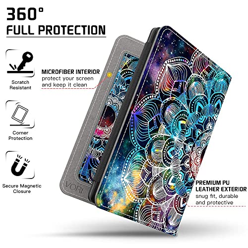 Vori Stand Case For 6" Kindle Paperwhite (Fits 10Th Generation 2018 / All Paperwhite Generations Prior To 2018 ) Pu Leather Case Smart Cover With Auto-Wake/Sleep And Hand Strap, Mandalas Galaxy #TOP6