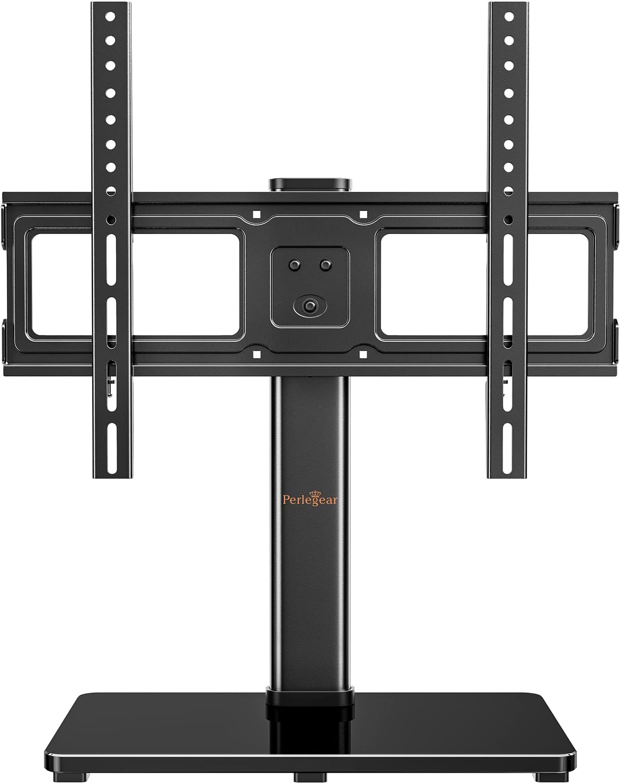 Tabletop TV Stand, Universal TV Stand for 23–55 Inch LCD/LED/OLED TVs, Height-Adjustable TV Stand with Tempered Glass Base & Cable Management, Holds up to 77 lbs, VESA 400x400mm, PGTVS02