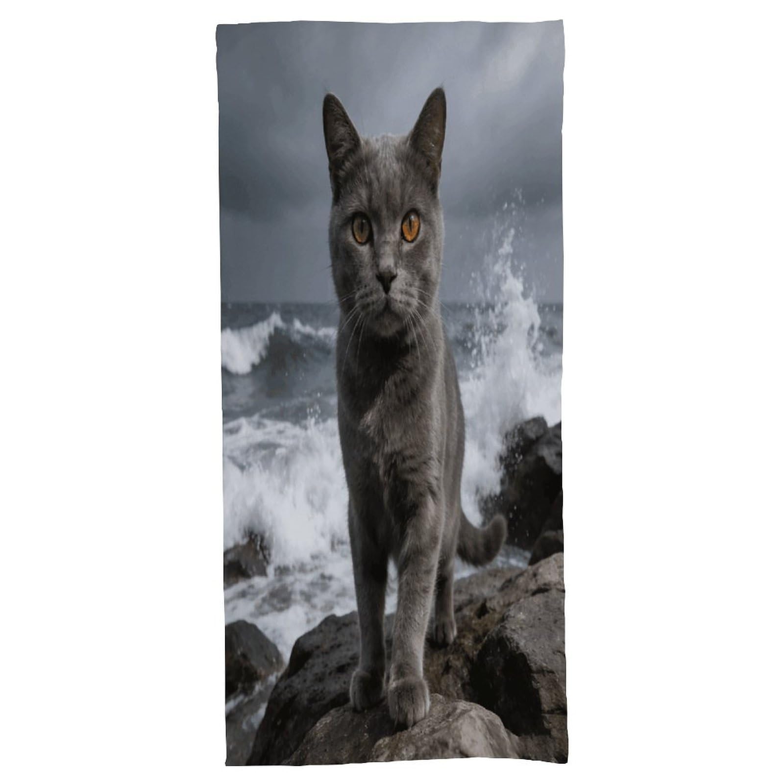 Fodpand Style Waves, Cats Bath Towel, Highly Absorbent & Quick Drying Beach Towel, Compact & Lightweight Pool Towel For Bathroom, Beach, Pool, Gym, Spa, And Hotel Use