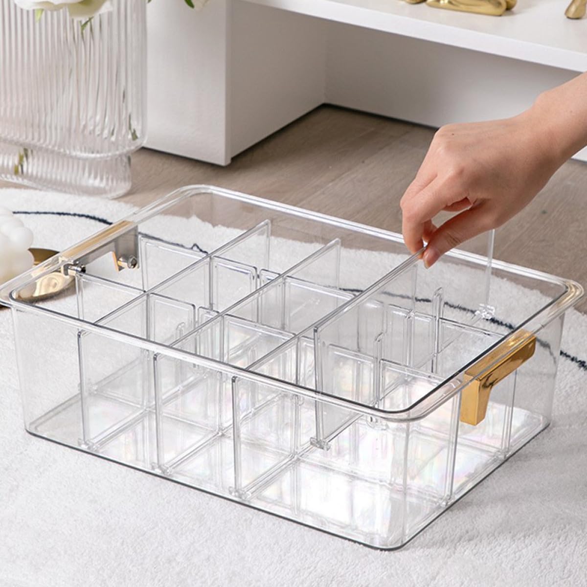 Multifunktionale Pet Schubladenbox mit Mehrfachfächern und Deckel zur Organisierten Aufbewahrung von Socken und Bhs im Kleiderschrank Zuhause