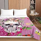 Oduo Colcha Bouti Cama de Verano, Microfibra Cubrecama Multiusos Suave para Cama de Matrimonio, Lavable Acolchada Edredón Ligero Manta para Todas Las Estaciones (Mariposa,100x150cm)
