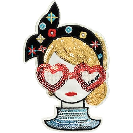 Amazon Co Jp スパンコールワッペン アイロン接着 ガール 女の子 アップリケ アイロンワッペン 手芸 雑貨 人気 可愛い ガーリー デコ ｍサイズ 縦14cm 横9cm ホビー